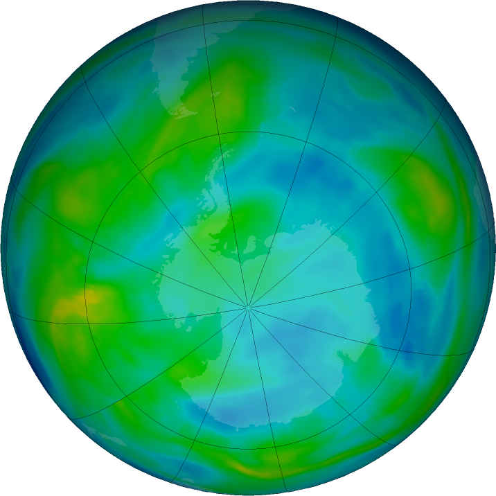 Antarctic ozone map for 25 May 2021